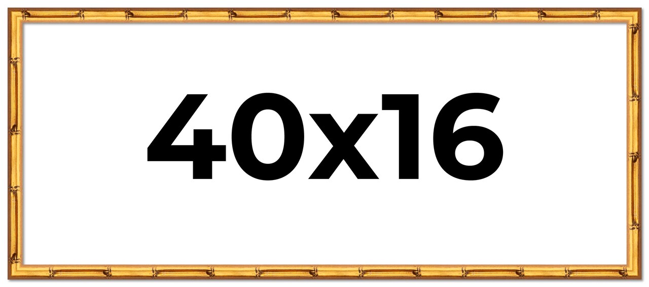 40x16 Thin Bamboo Picture Frame with UV-Resistant Acrylic & Acid Free Backing, Available in 2 Finishes - Gold and Brown